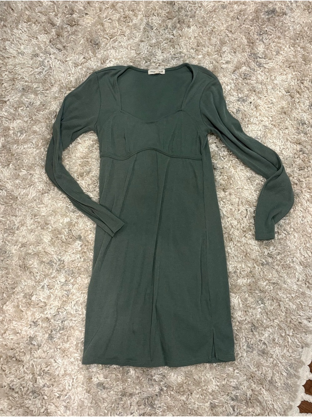 Moa moa size XS Long Sleeve Scoop Neck Green Knit Dress